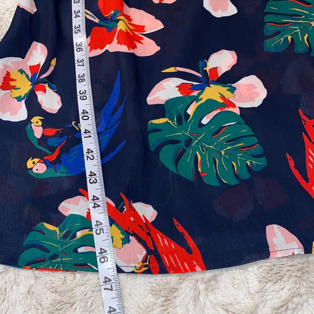 Hayden Los Angeles navy tropical floral bird wrap midi dress NWOT size Medium - Picture 11 of 13